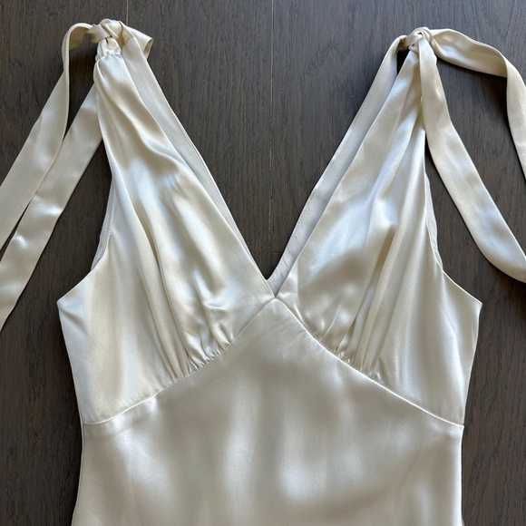 Reformation Pernille Ivory Silk Dress White Wedding Tie Sleeve SMALL - with tag - Picture 6 of 14